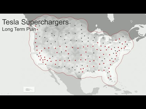 Projected eventual Tesla Supercharger network
