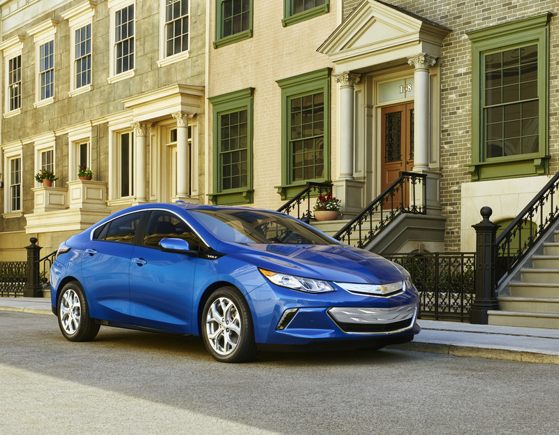 The all-new 2016 Chevrolet Volt electric car with extended range, showcasing a sleeker, sportier design that offers 50 miles of EV range, greater efficiency and stronger acceleration.